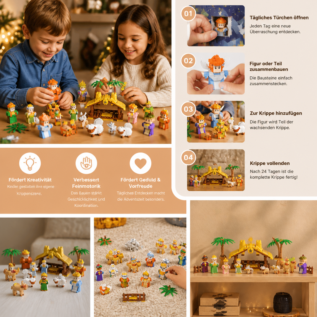 Weihnachtskrippen-Baustein-Adventskalender für Kinder
