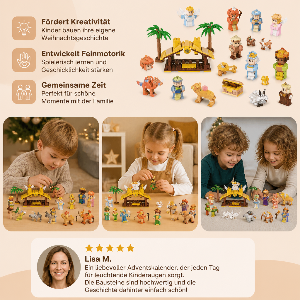Weihnachtskrippen-Baustein-Adventskalender für Kinder