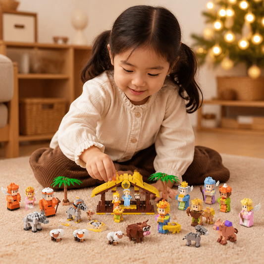 Weihnachtskrippen-Baustein-Adventskalender für Kinder