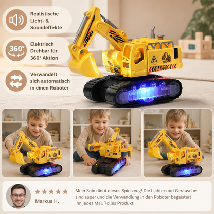Elektrischer Verwandlungs-Roboter-Bagger mit Licht & Sound