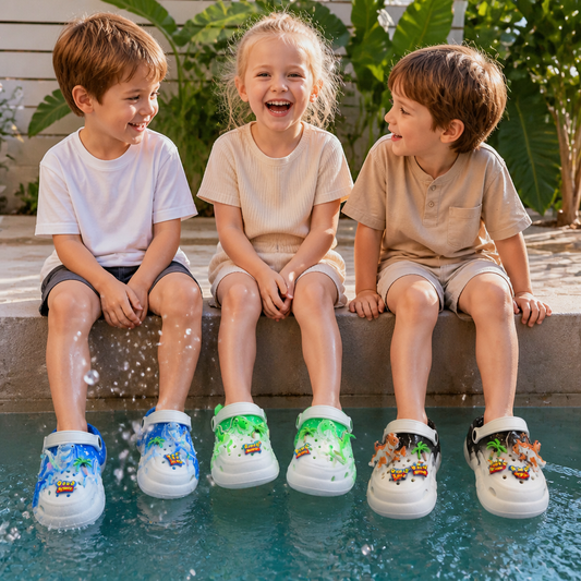 LED-Dinosaurier-Clogs für Kinder – Leuchtende, rutschfeste Sommer- und Strandschuhe für Garten und Strand