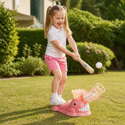 Tret-Baseball-Wurfmaschine mit Schläger & Bällen für Kinder