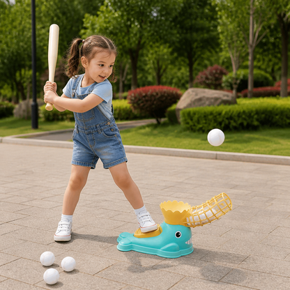 Tret-Baseball-Wurfmaschine mit Schläger & Bällen für Kinder