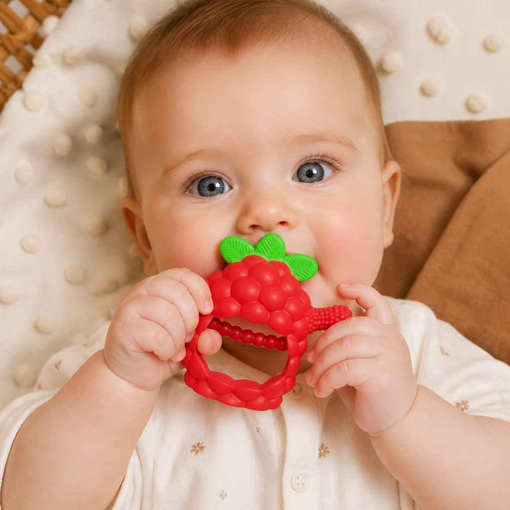 Griffiger Silikon-Beißring für Babys mit verschiedenen Texturen (ab 3 Monaten)