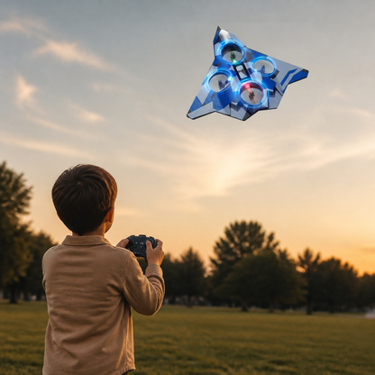 Robustes RC-Kampfflugzeug aus Schaumstoff mit Höhenhaltefunktion & 360°-Stuntrollen
