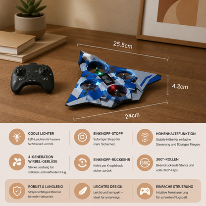Robustes RC-Kampfflugzeug aus Schaumstoff mit Höhenhaltefunktion & 360°-Stuntrollen