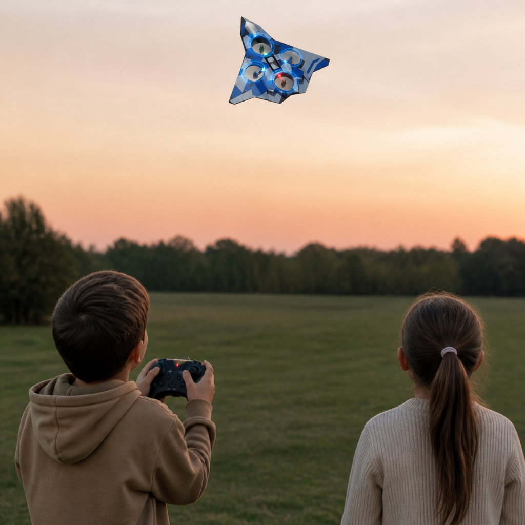 Robustes RC-Kampfflugzeug aus Schaumstoff mit Höhenhaltefunktion & 360°-Stuntrollen
