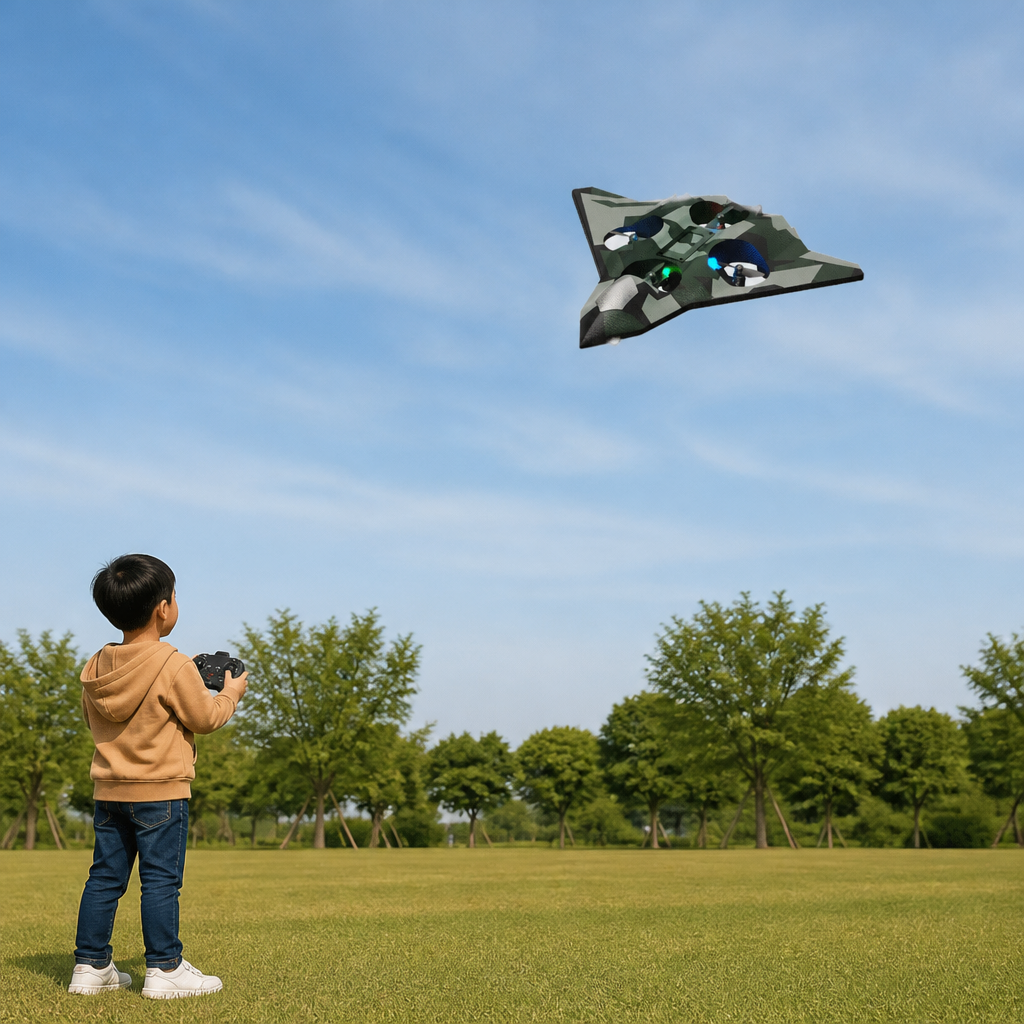 Robustes RC-Kampfflugzeug aus Schaumstoff mit Höhenhaltefunktion & 360°-Stuntrollen