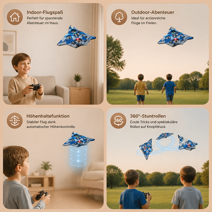 Robustes RC-Kampfflugzeug aus Schaumstoff mit Höhenhaltefunktion & 360°-Stuntrollen