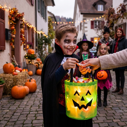 LED-Halloween-Süßigkeiteneimer für Trick-or-Treat – Wiederverwendbare leuchtende Tragetasche