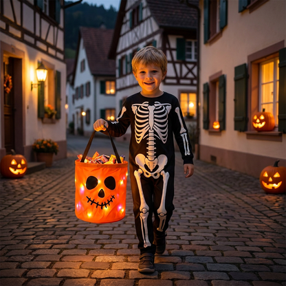 LED-Halloween-Süßigkeiteneimer für Trick-or-Treat – Wiederverwendbare leuchtende Tragetasche