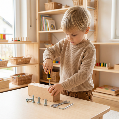 Montessori Holz-Schraubspiel – Feinmotorik & Konzentrationstraining für Kinder