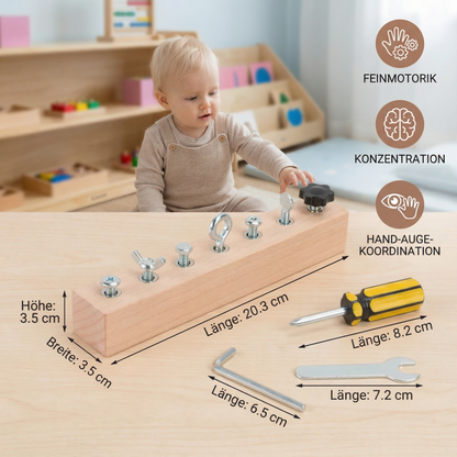 Montessori Holz-Schraubspiel – Feinmotorik & Konzentrationstraining für Kinder