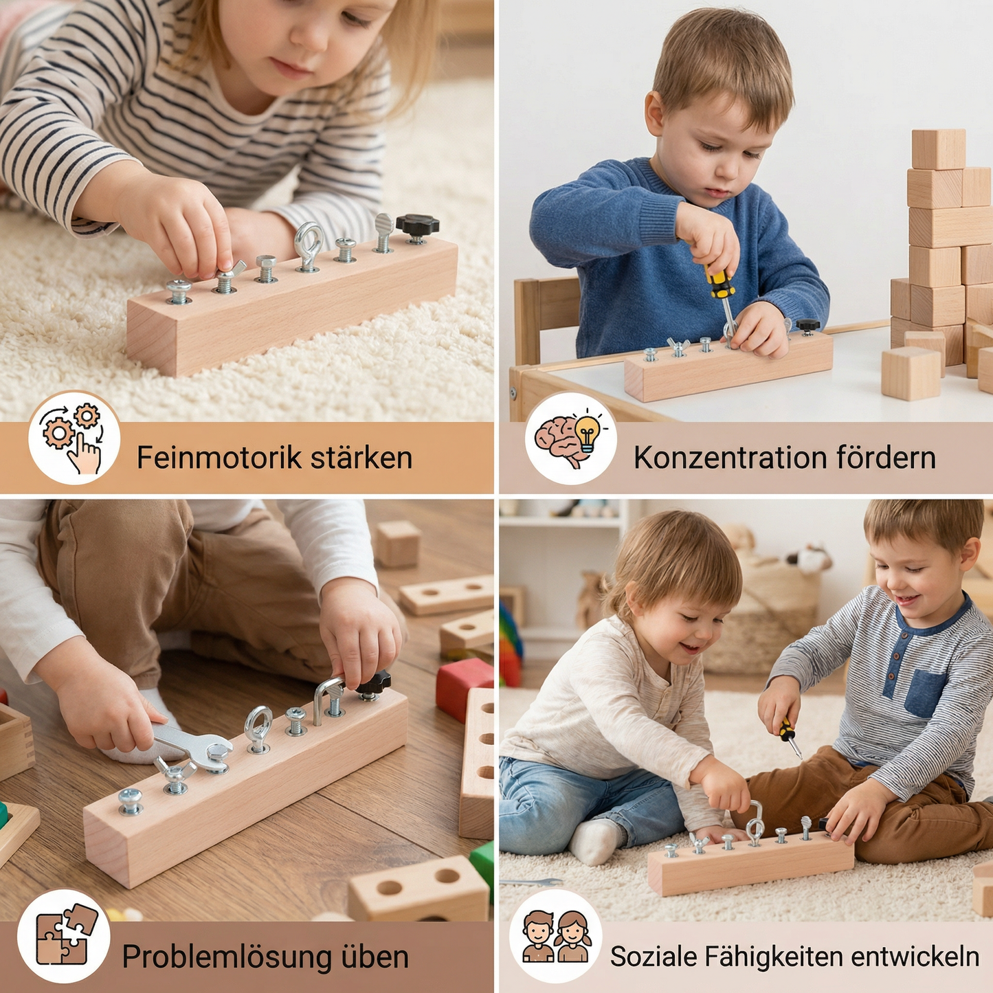 Montessori Holz-Schraubspiel – Feinmotorik & Konzentrationstraining für Kinder