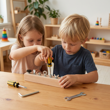 Montessori Holz-Schraubspiel – Feinmotorik & Konzentrationstraining für Kinder