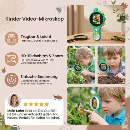 Kinder Video-Mikroskop mit Bildschirm – Mobiles Forschungsgerät für kleine Entdecker