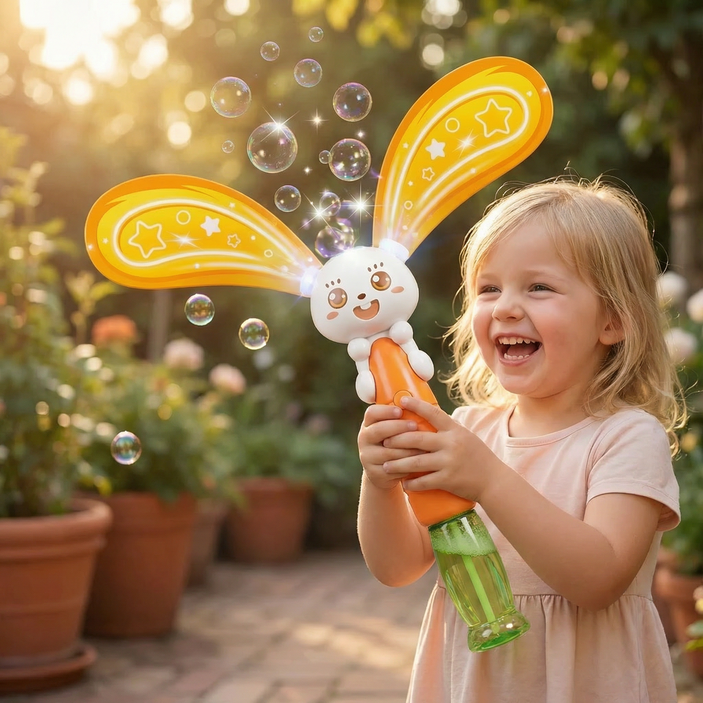 Seifenblasen-Hase mit Flügeln & Licht – Kinder Bubble Maker