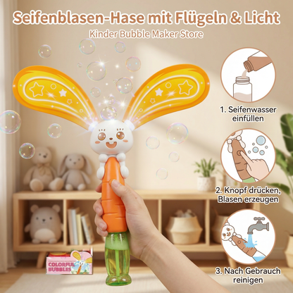Seifenblasen-Hase mit Flügeln & Licht – Kinder Bubble Maker