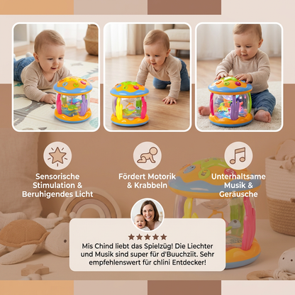 Ozean Babyspielzeug mit Licht & Musik – Drehendes Sensorikspielzeug für Bauchlage & Krabbeln