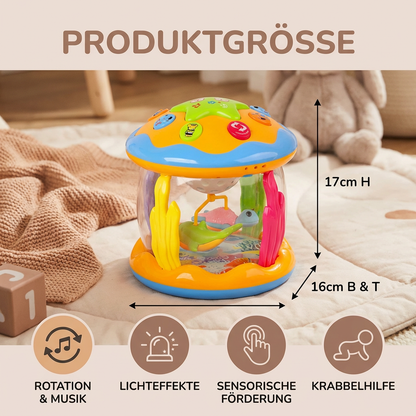 Ozean Babyspielzeug mit Licht & Musik – Drehendes Sensorikspielzeug für Bauchlage & Krabbeln