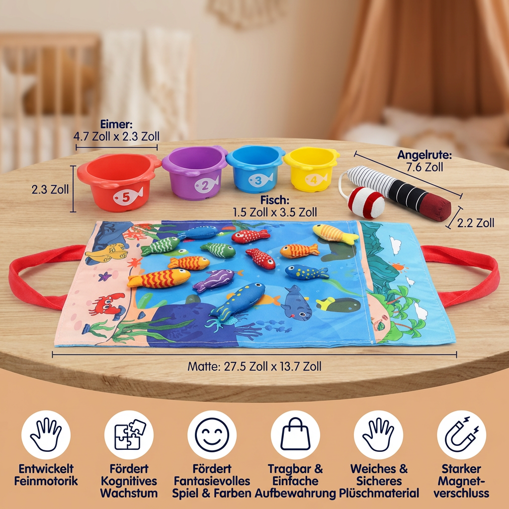 Montessori Plüsch Fischteich Kinderspielzeug