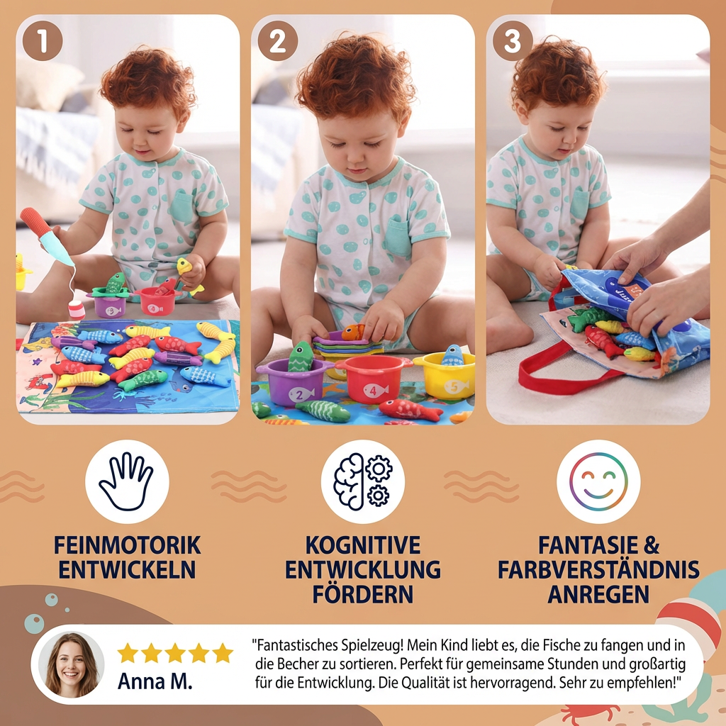Montessori Plüsch Fischteich Kinderspielzeug