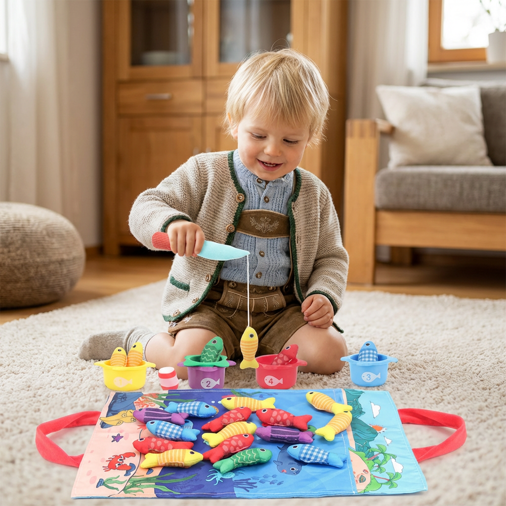 Montessori Plüsch Fischteich Kinderspielzeug