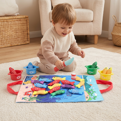 Montessori Plüsch Fischteich Kinderspielzeug