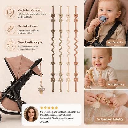 Silikon Baby-Kette mit Anti-Verlust-Schutz – für Schnuller & Spielzeug (5 Stück)