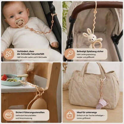 Silikon Baby-Kette mit Anti-Verlust-Schutz – für Schnuller & Spielzeug (5 Stück)