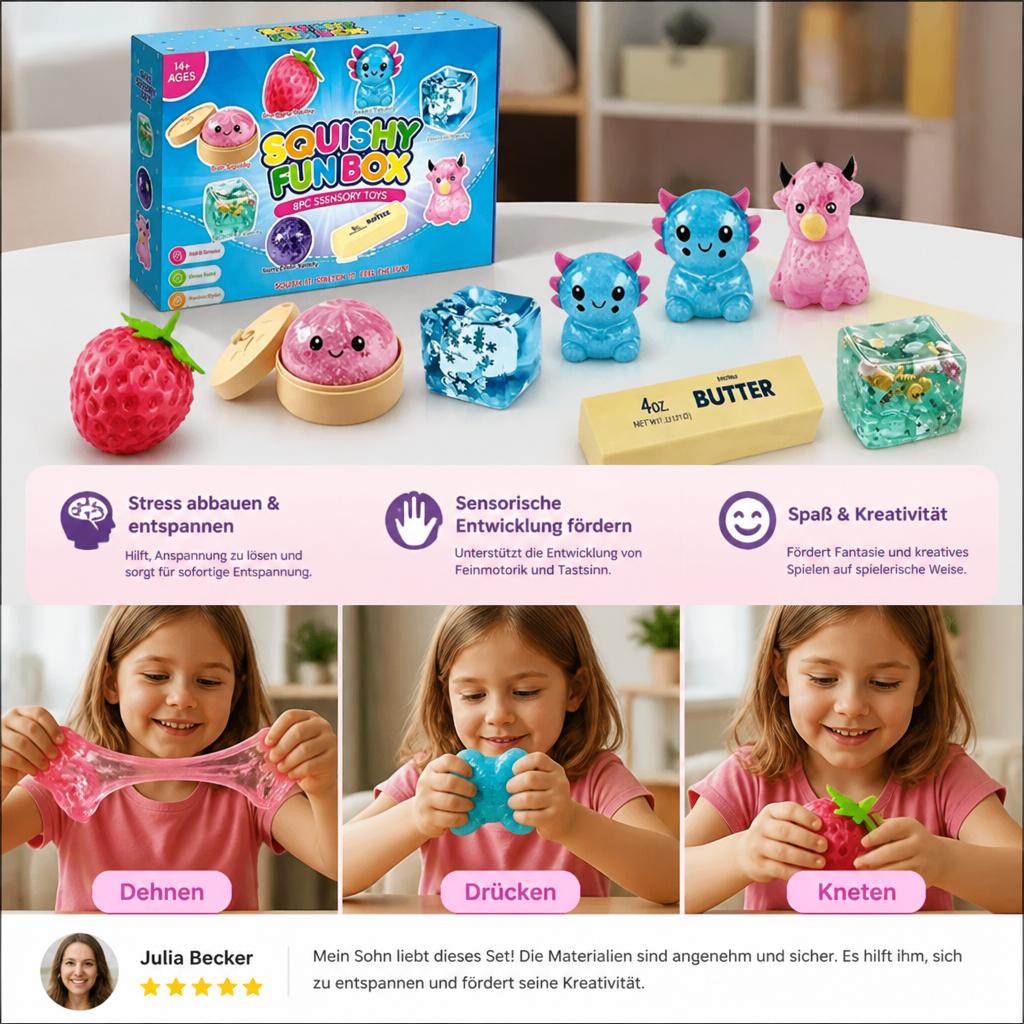 Premium-Set mit weichen Fidget-Spielzeugen – 8 sensorische Spielzeuge