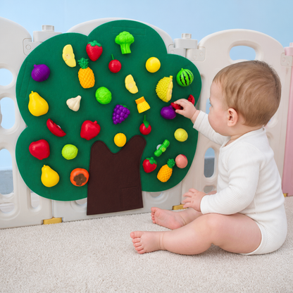 Aktivitätsbrett „Obstbaum“ aus Filz – Montessori-Lernspielzeug