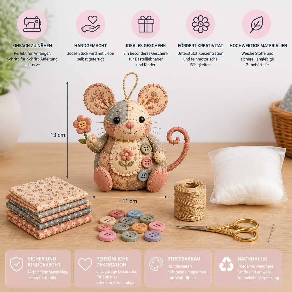 DIY Nähset für Tiere – Bastelset für handgefertigte Stoffornamente