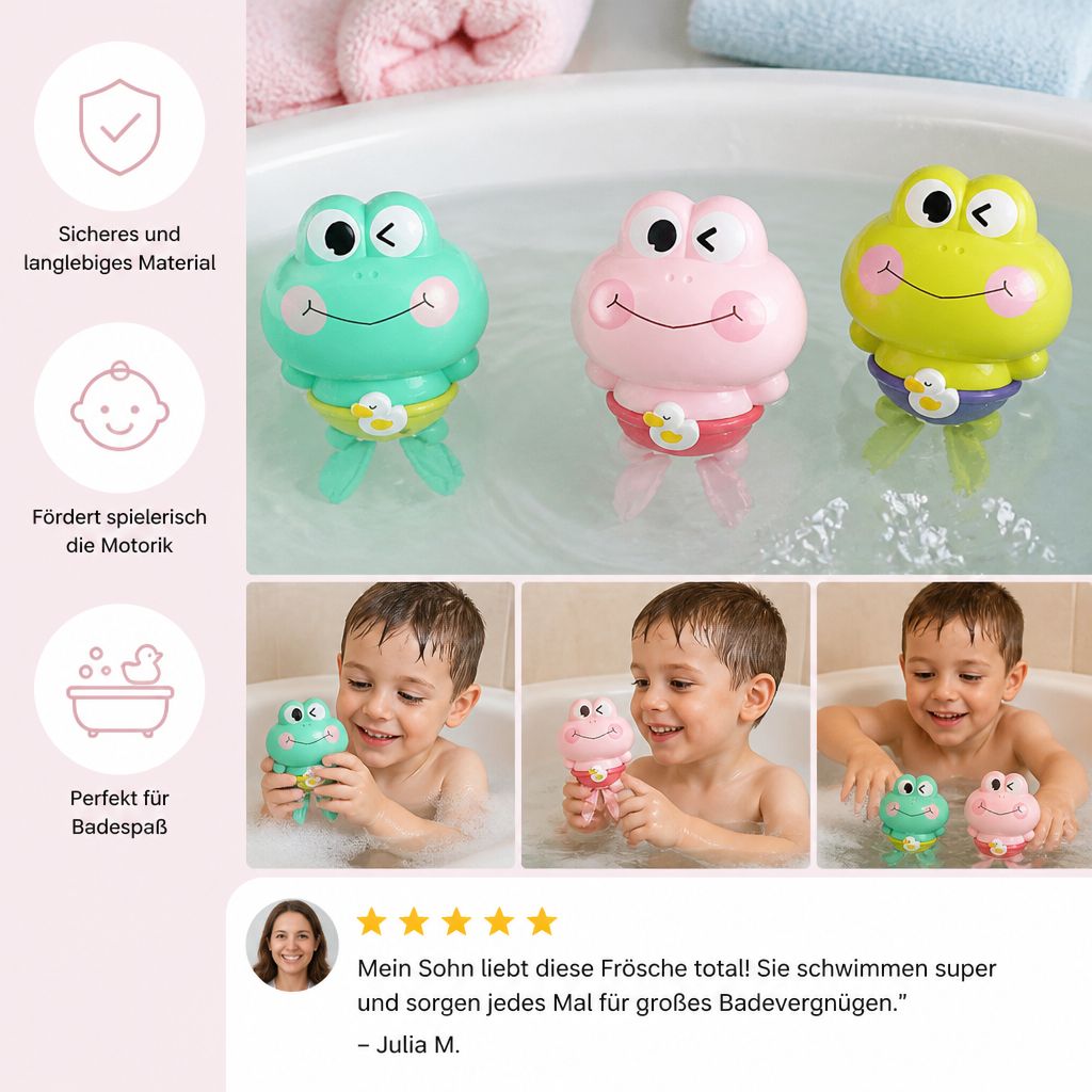 Süßes Aufziehbares Schwimmfrosch-Badespielzeug für Kinder