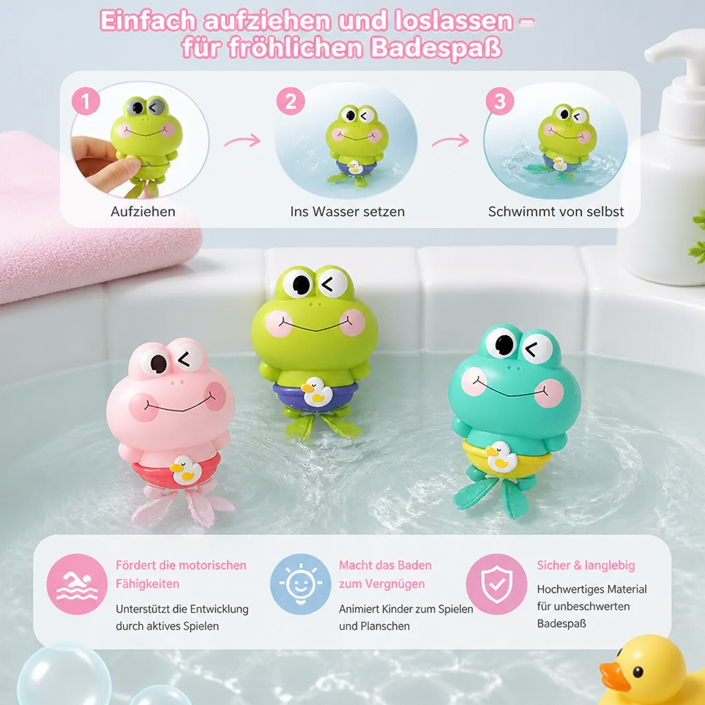 Süßes Aufziehbares Schwimmfrosch-Badespielzeug für Kinder