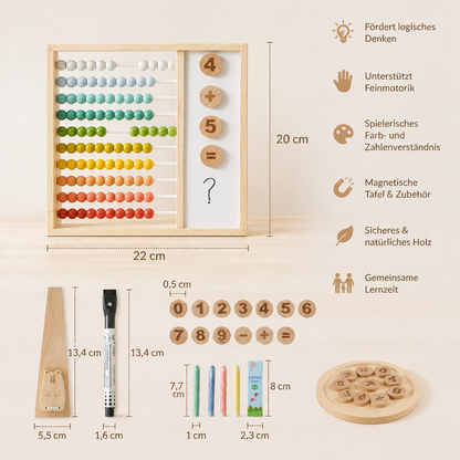 Magnetischer Holz-Abakus für Kinder – Lernspielzeug mit Zahlen und Farben