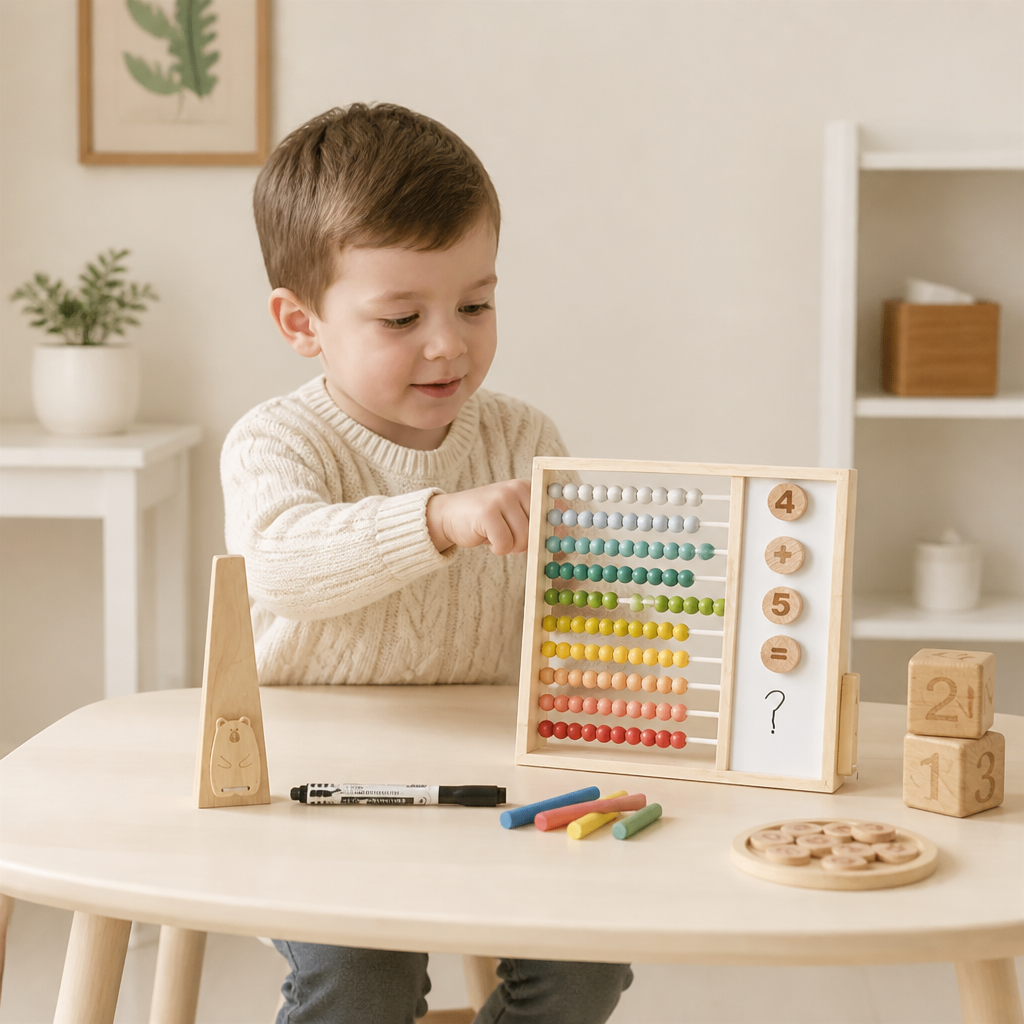 Magnetischer Holz-Abakus für Kinder – Lernspielzeug mit Zahlen und Farben
