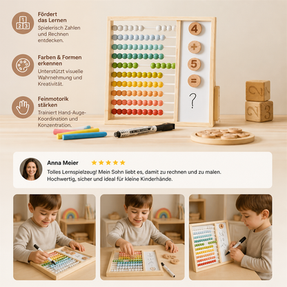 Magnetischer Holz-Abakus für Kinder – Lernspielzeug mit Zahlen und Farben