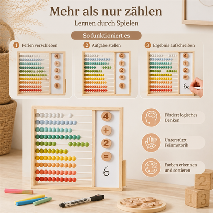 Magnetischer Holz-Abakus für Kinder – Lernspielzeug mit Zahlen und Farben