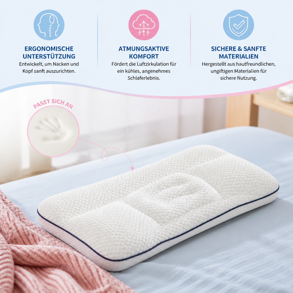 Ergonomisches Memory-Foam-Kinderkissen mit Nackenstütze