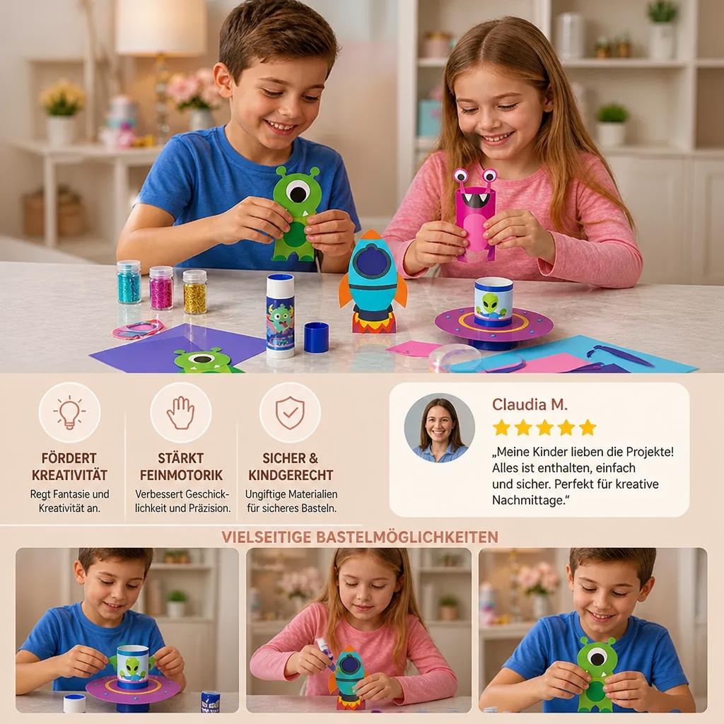 Kinder-Papierbastelbox – 20 einfache DIY-Bastelprojekte für Kinder von 3–10 Jahren mit Klebestift, Klebeband und Umschlägen