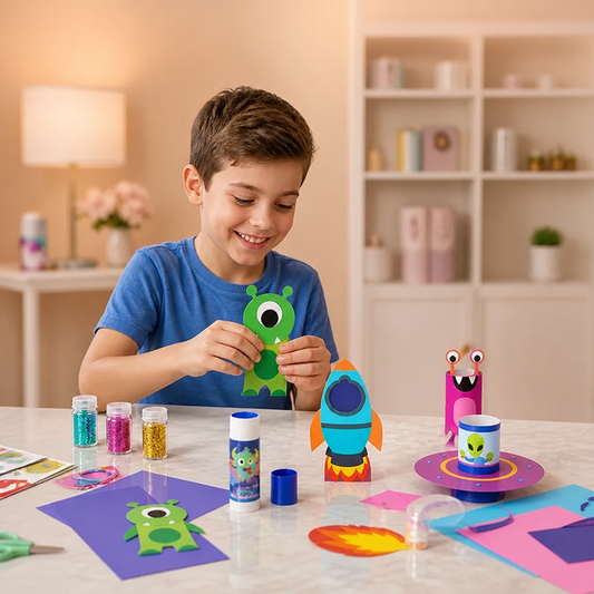 Kinder-Papierbastelbox – 20 einfache DIY-Bastelprojekte für Kinder von 3–10 Jahren mit Klebestift, Klebeband und Umschlägen
