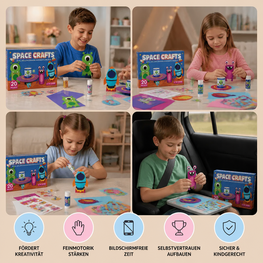 Kinder-Papierbastelbox – 20 einfache DIY-Bastelprojekte für Kinder von 3–10 Jahren mit Klebestift, Klebeband und Umschlägen