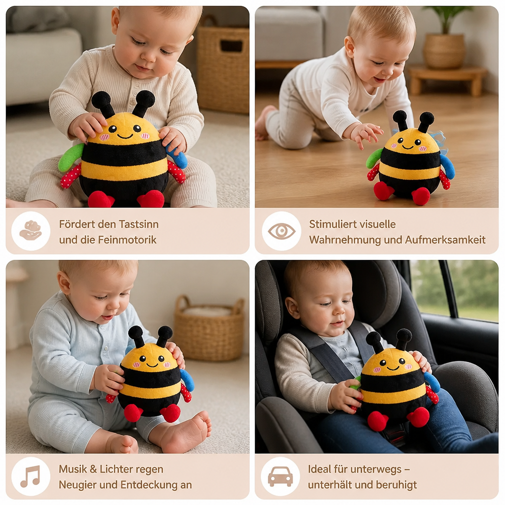 Interaktives musikalisches Plüsch-Bienchen für die Bauchlage