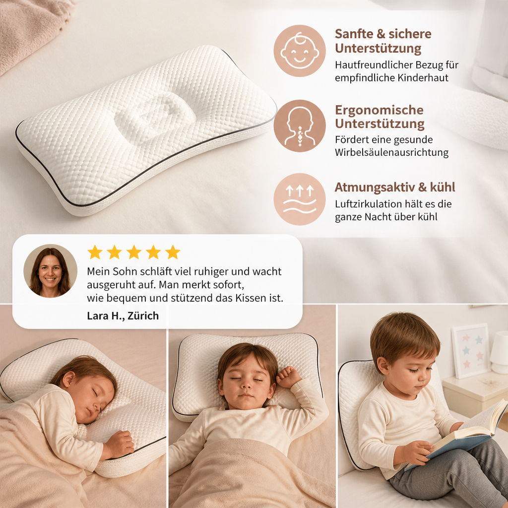 Ergonomisches Memory-Foam-Kinderkissen mit Nackenstütze