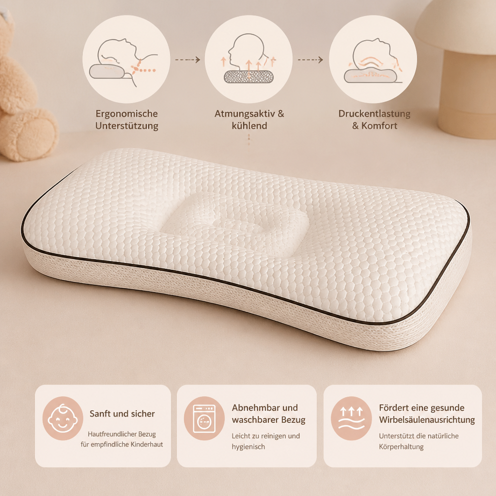 Ergonomisches Memory-Foam-Kinderkissen mit Nackenstütze