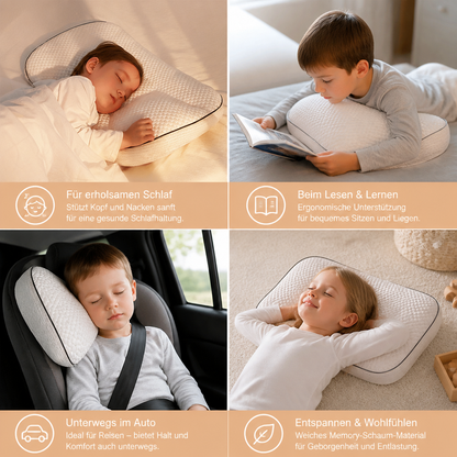 Ergonomisches Memory-Foam-Kinderkissen mit Nackenstütze