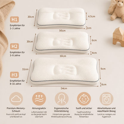 Ergonomisches Memory-Foam-Kinderkissen mit Nackenstütze