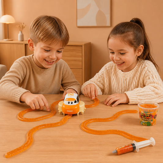 Magisches Slime-Rennbahn-Set – DIY-Abenteuer mit Elektroautos