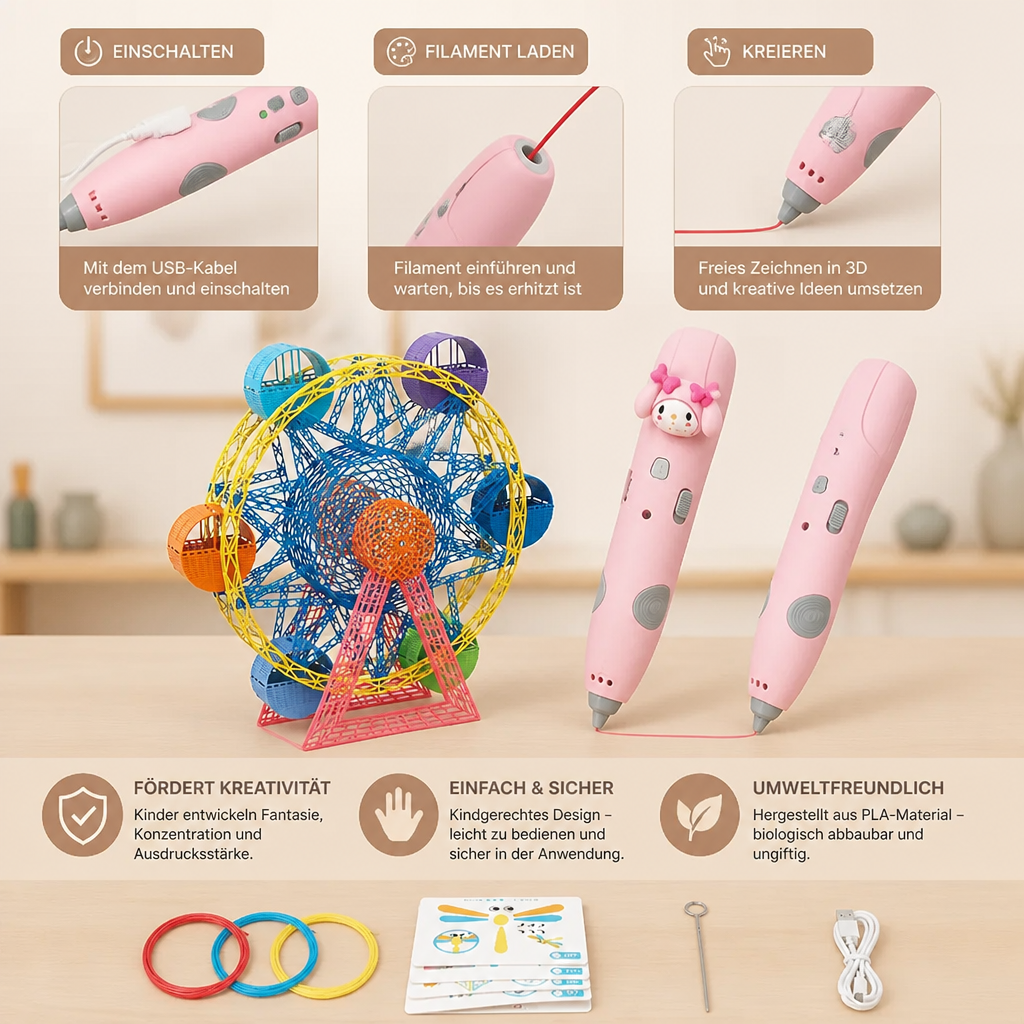 3D-Stift-Set für Kinder mit niedriger Temperatur – Sicheres DIY-STEM-Zeichenset